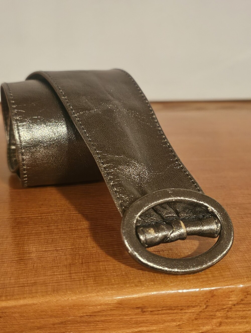 Y2K Metallic Bronze Leather Belt